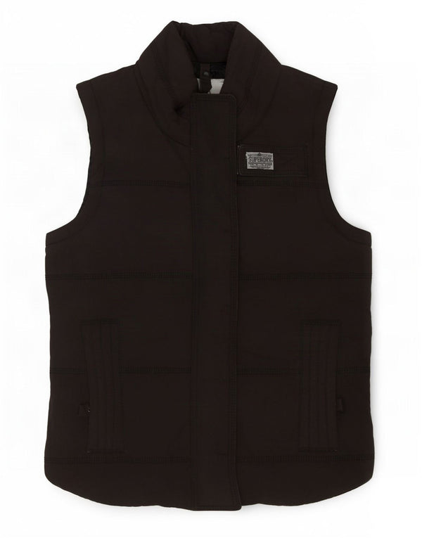 Superdry Γυναικεία επένδυση Gilet UK 6 XS Μαύρο βαμβακερό