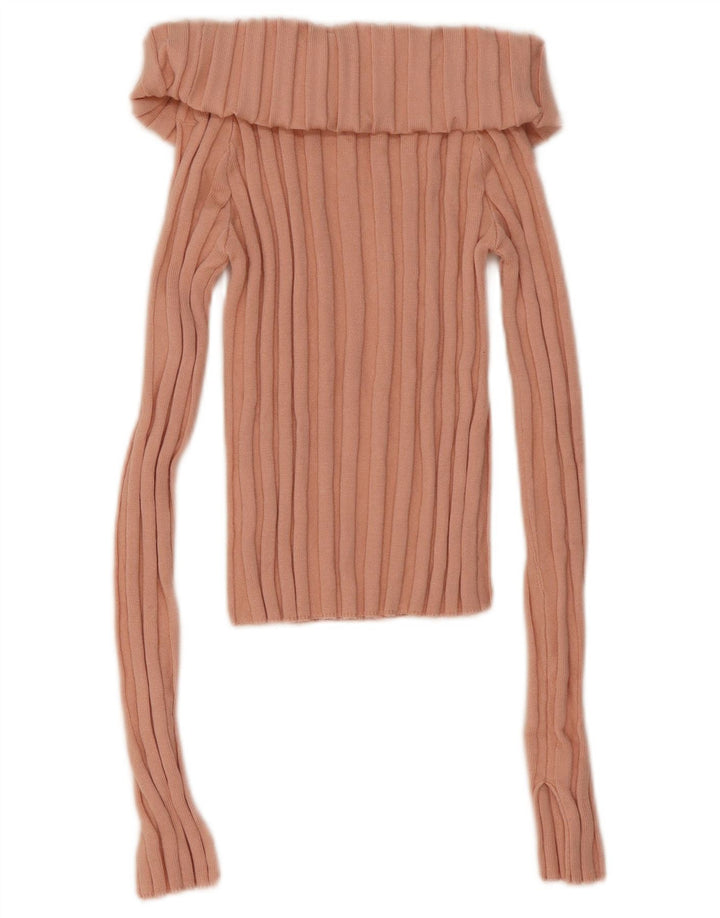 Zara Γυναικείο Roll Neck Top UK 14 Large Pink Viscose
