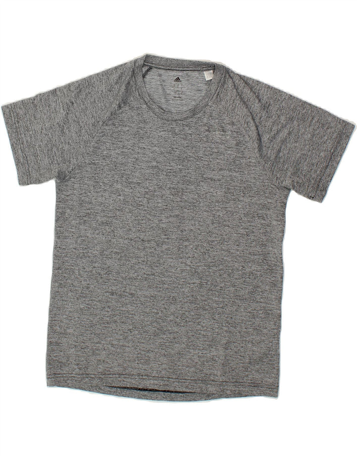 ADIDAS Mens T-Shirt Top Small Grey Flecked Polyester Vintage Adidas and Second-Hand Adidas from Messina Hembry 