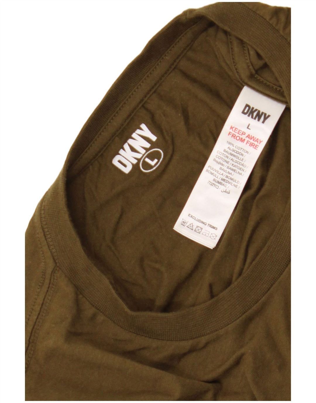 Ανδρικό T-Shirt Dkny Top Large Khaki Cotton