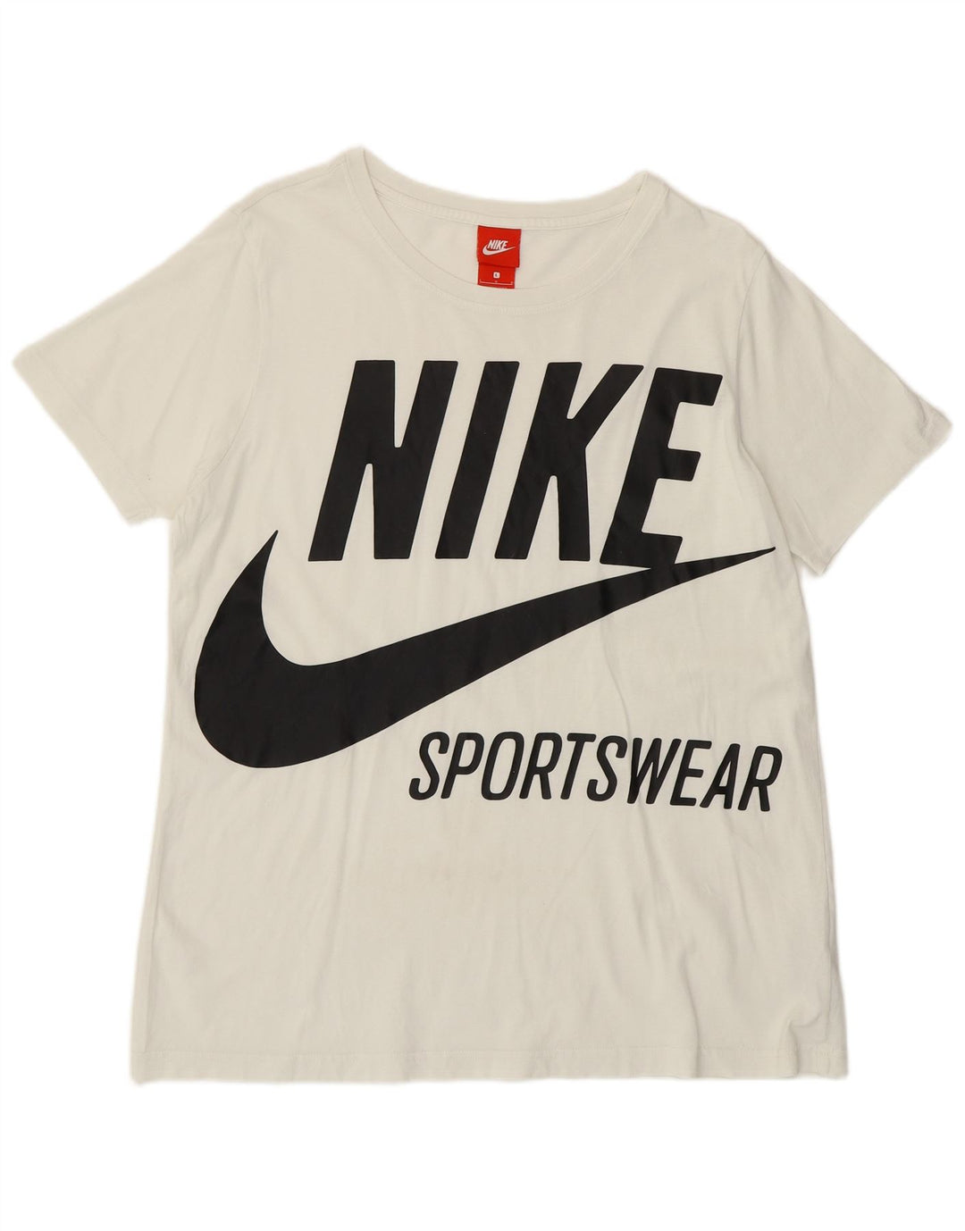 Γυναικείο γραφικό μπλουζάκι Nike UK 16 μεγάλο βαμβακερό υπόλευκο
