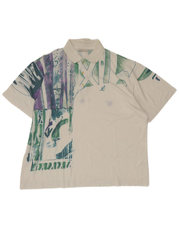 AUSTRALIAN L'ALPINA Mens Graphic Polo Shirt IT 48 Medium White Geometric