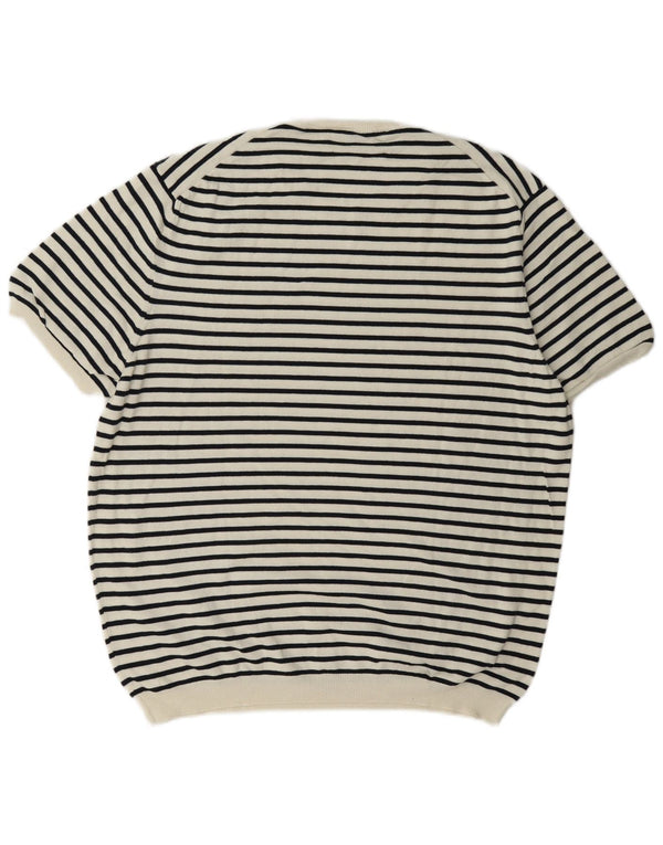 Zara Γυναικείο T-Shirt κανονικό τοπ UK 18 XL Λευκό ριγέ