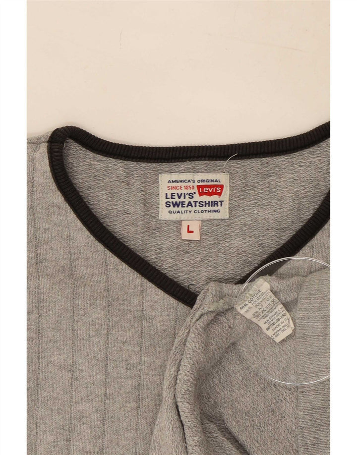 Ανδρικό πουλόβερ Levi's V-Neck Jumper Μεγάλο Γκρι Βαμβακερό