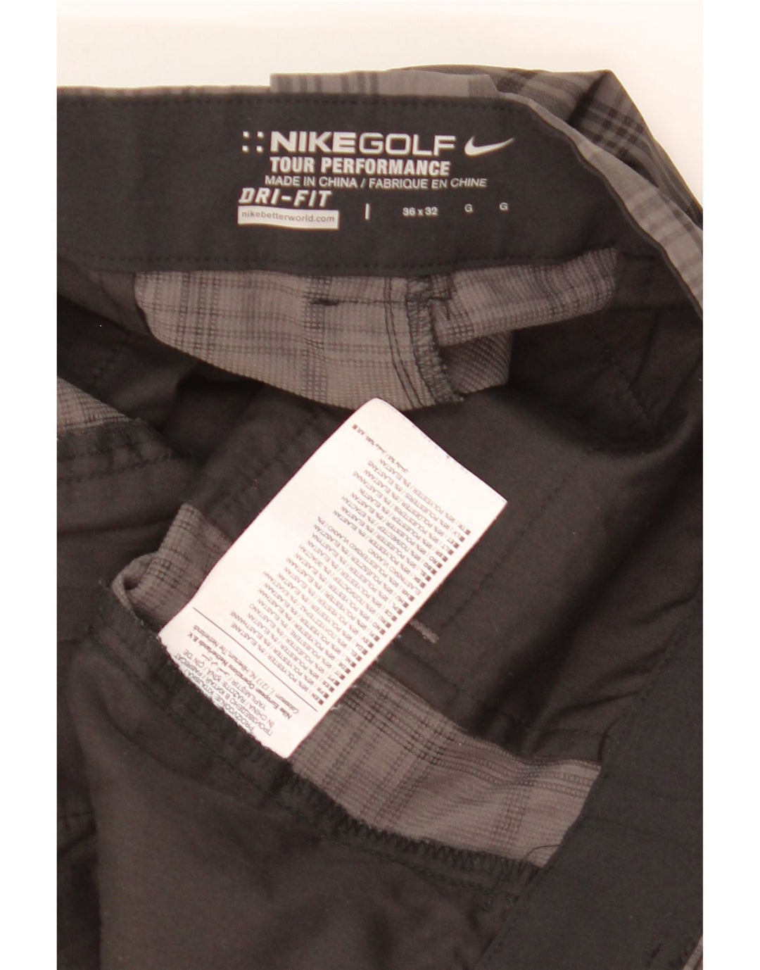 Ανδρικό NIKE Dri Fit ίσιο παντελόνι Chino W36 L32 Grey Check Polyester