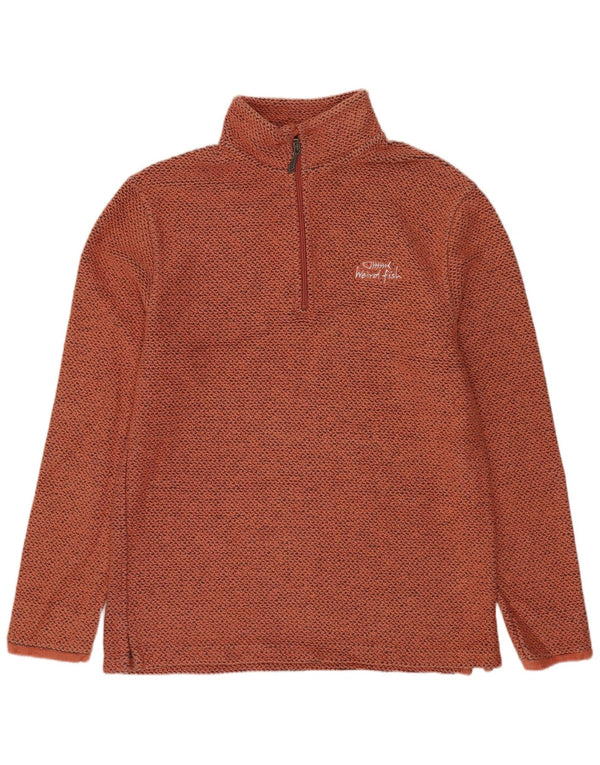 Weird Fish Mens Zip Neck Sweatshirt Jumper Small Orange Flecked Cotton