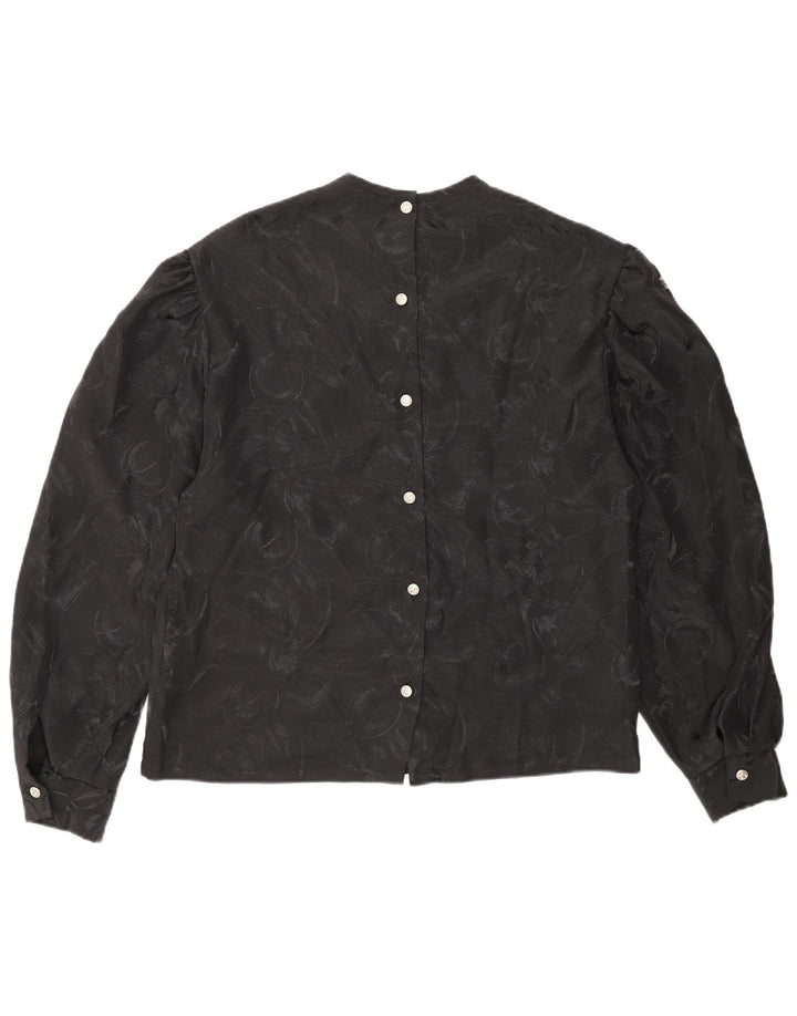Vintage γυναικείο πουκάμισο μπλούζα IT 44 Medium Black Floral
