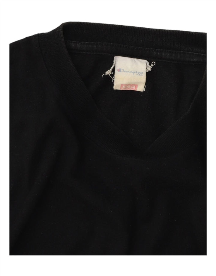 Ανδρικό γραφικό T-Shirt CHAMPION Top Μεσαίο μαύρο βαμβακερό