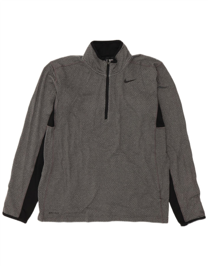 Ανδρική φόρμα NIKE Dri Fit με φερμουάρ πουλόβερ στο επάνω μέρος, μεσαίο γκρι χρώμα