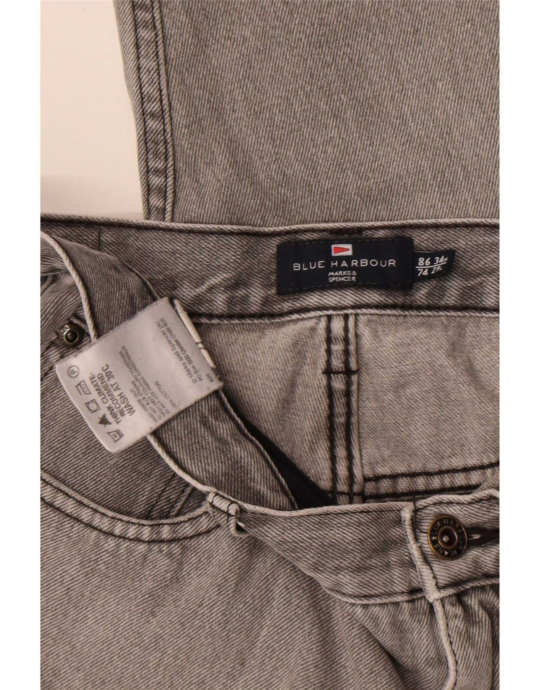 Marks & Spencer Ανδρικό μπλε Harbor Capri Jeans W34 L23 Γκρι βαμβακερό