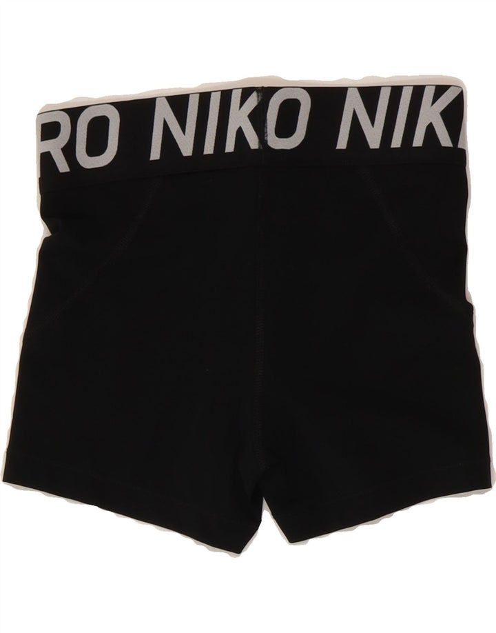 NIKE Womens Dri Fit Graphic Sport Shorts UK 10 Small  Black Polyester Vintage Nike and Second-Hand Nike from Messina Hembry 