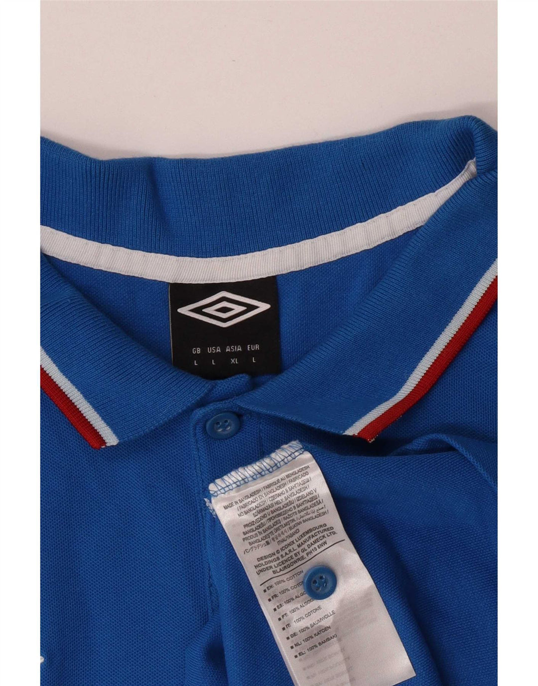 Ανδρικό κοντομάνικο μπλουζάκι πόλο Umbro μεγάλο μπλε βαμβακερό