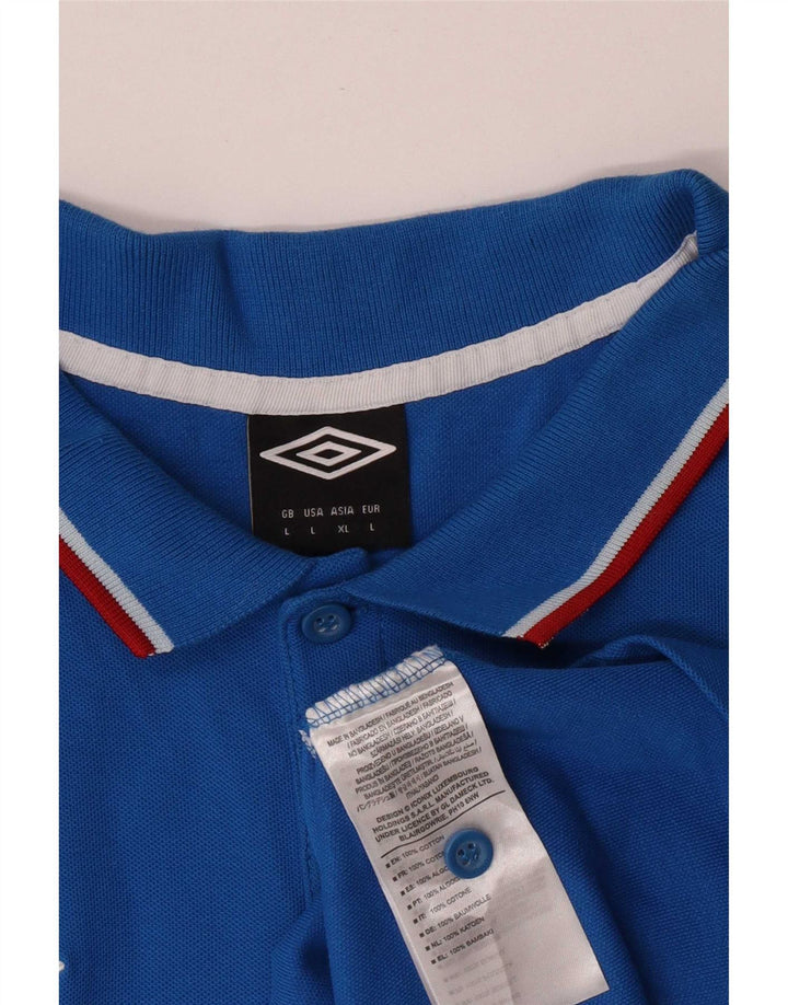 Ανδρικό κοντομάνικο μπλουζάκι πόλο Umbro μεγάλο μπλε βαμβακερό