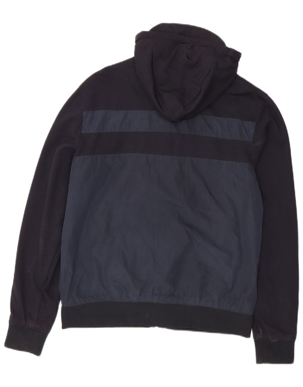 Zara Ανδρικό μπουφάν με κουκούλα UK 42 XL Navy Blue Colorblock Πολυεστέρας