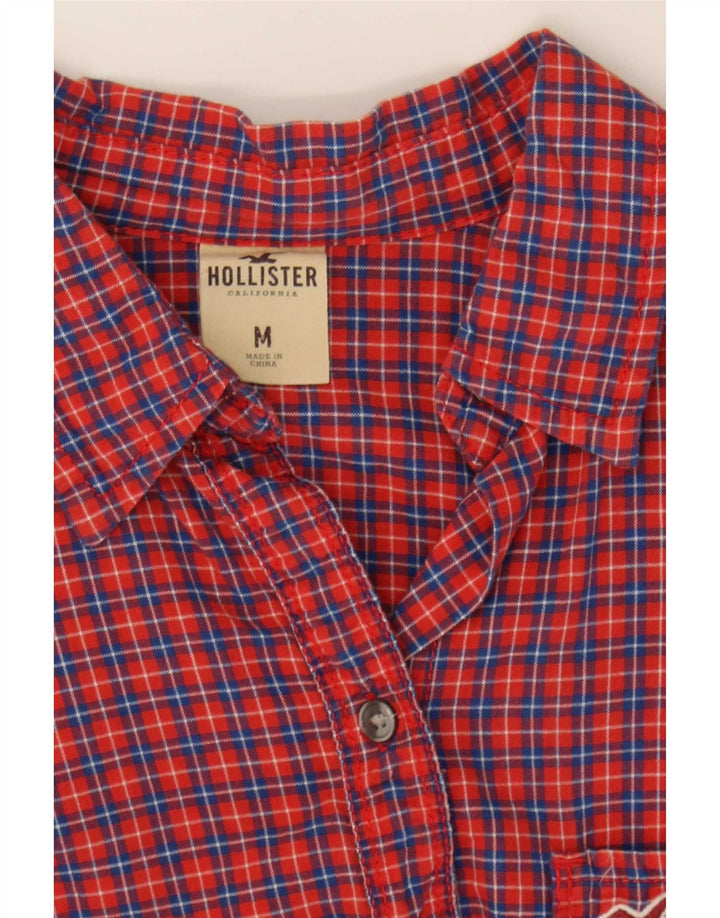 Hollister γυναικείο φανελένιο πουκάμισο UK 12 μεσαίο κόκκινο βαμβακερό καρό