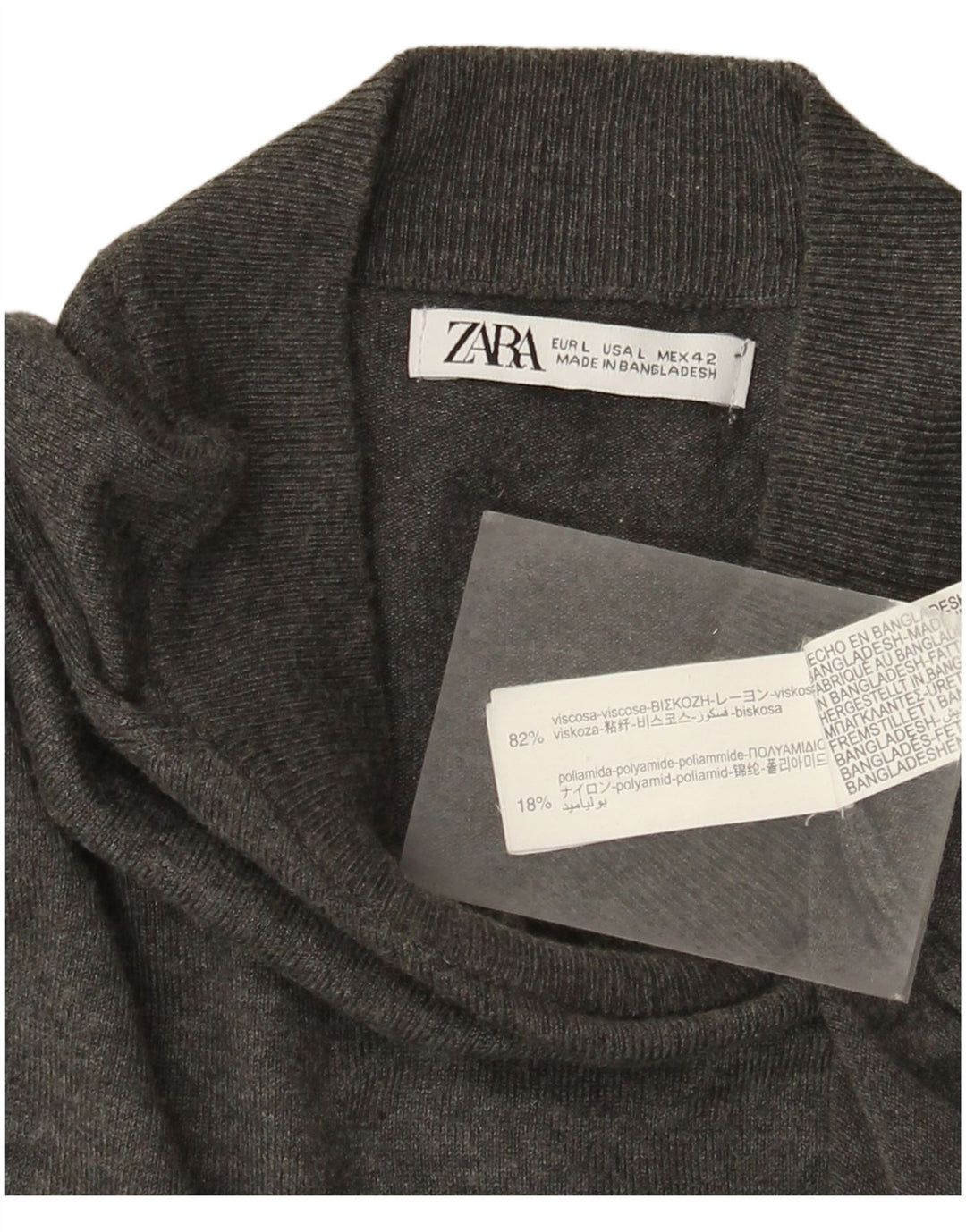Ανδρικό πουλόβερ Zara με λαιμό χελώνα, μεγάλο γκρι βισκόζη