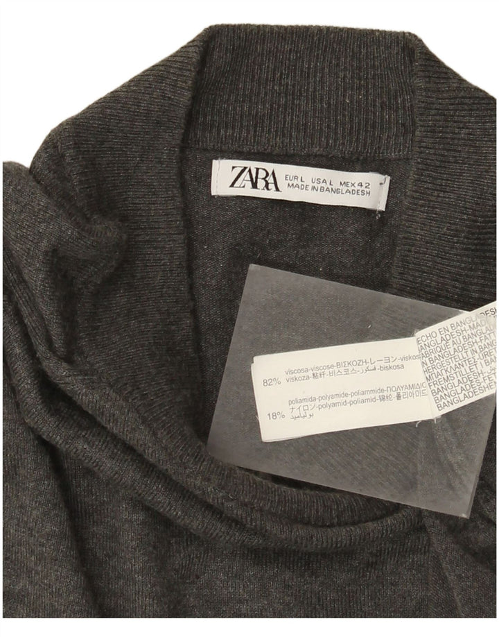 Ανδρικό πουλόβερ Zara με λαιμό χελώνα, μεγάλο γκρι βισκόζη