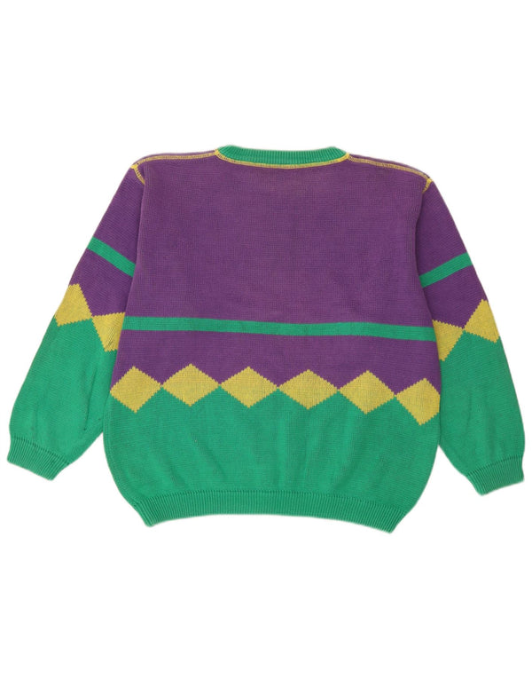 Γυναικείο πουλόβερ Benetton Boat Neck Jumper IT 48 XL Purple Colourblock Βαμβακερό