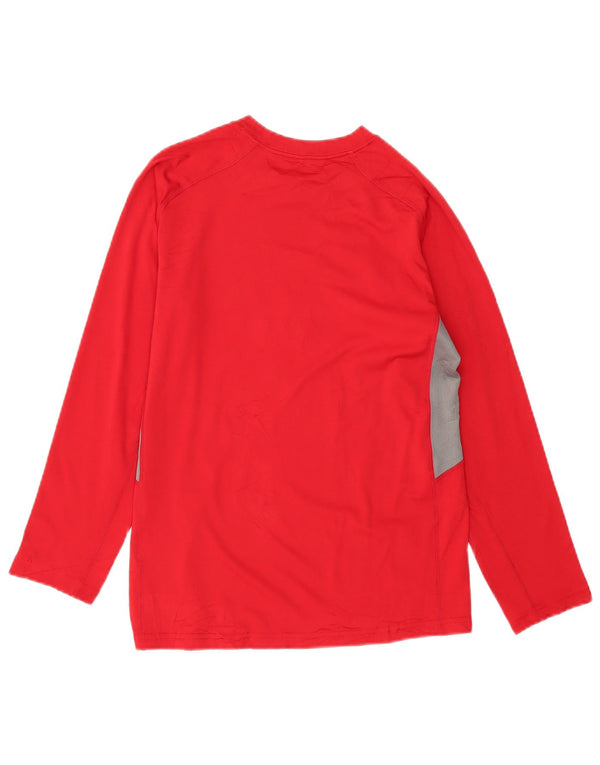 Nike Womens Dri Fit Graphic Top Long Sleeve UK 16 Large Red Polyester