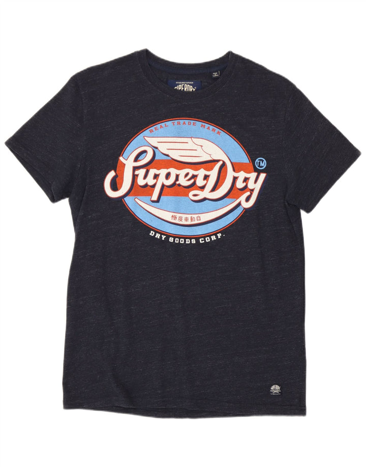 Ανδρικό γραφικό μπλουζάκι Superdry Top από μεσαίο μπλε ναυτικό βαμβακερό