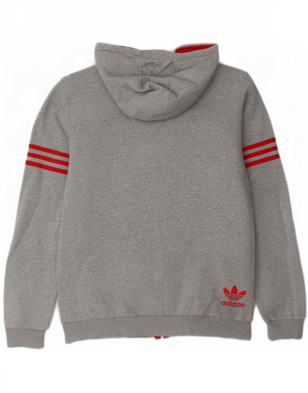 Ανδρικό πουλόβερ με κουκούλα με φερμουάρ Adidas μεσαίο βαμβακερό γκρι