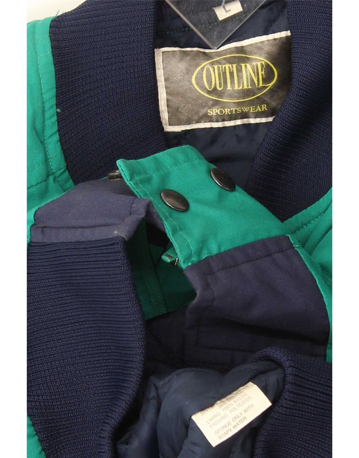Vintage Ανδρικό μπουφάν UK 40 Large Green Colourblock Πολυεστέρας