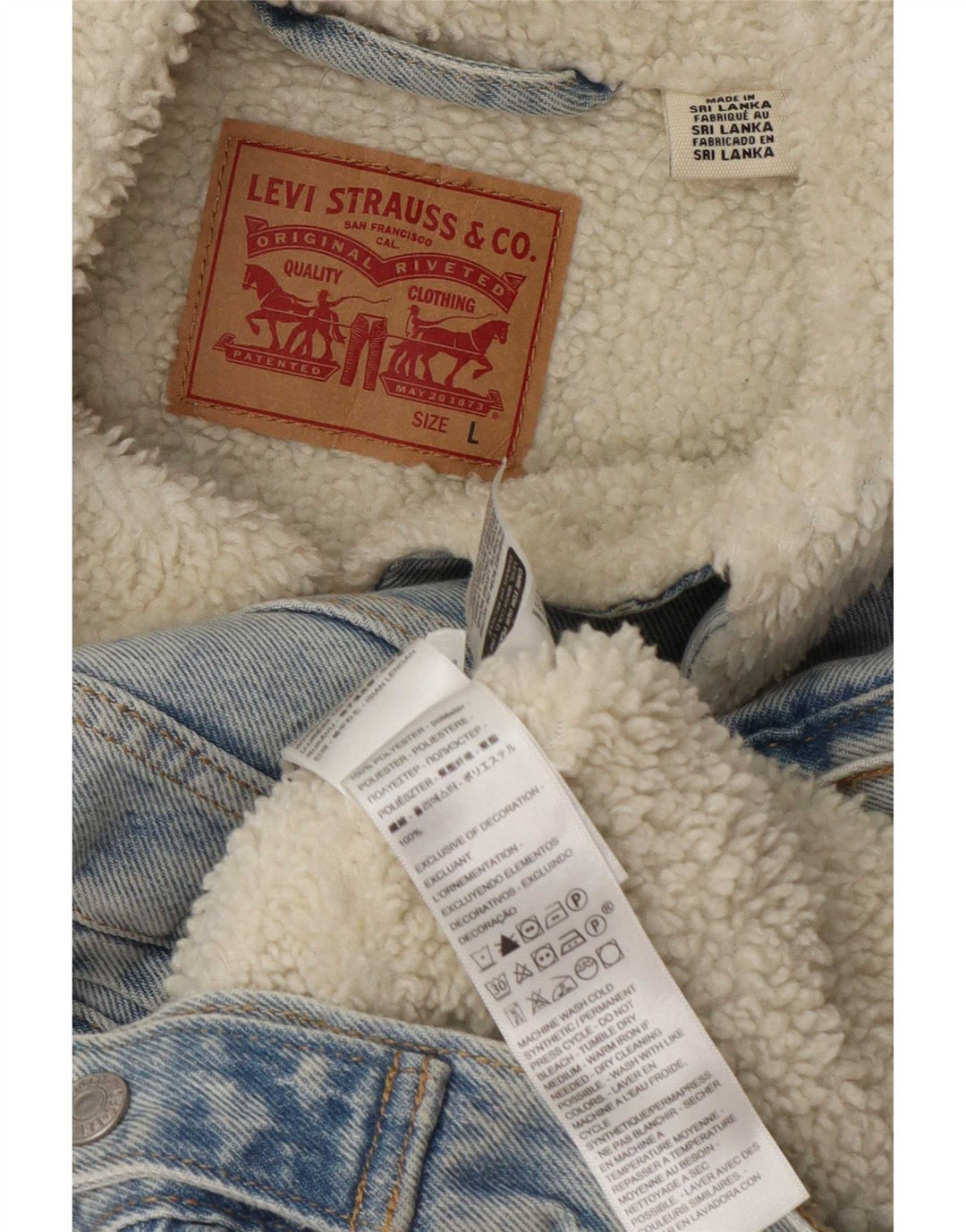 Levi's γυναικείο τζιν Sherpa Jacket UK 16 Large Blue Polyester
