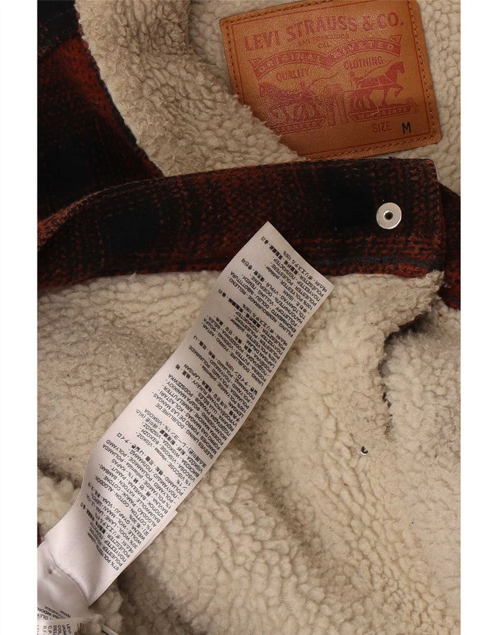 Levi's Mens Sherpa Jacket UK 38 Medium Red Check Polyester