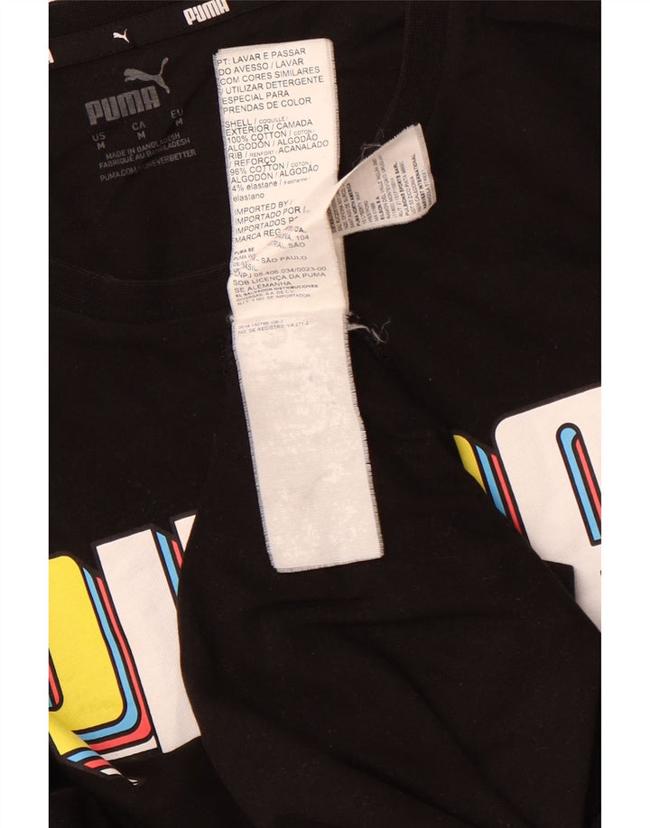 Ανδρικό γραφικό μπλουζάκι PUMA Top Medium Black Cotton Sports