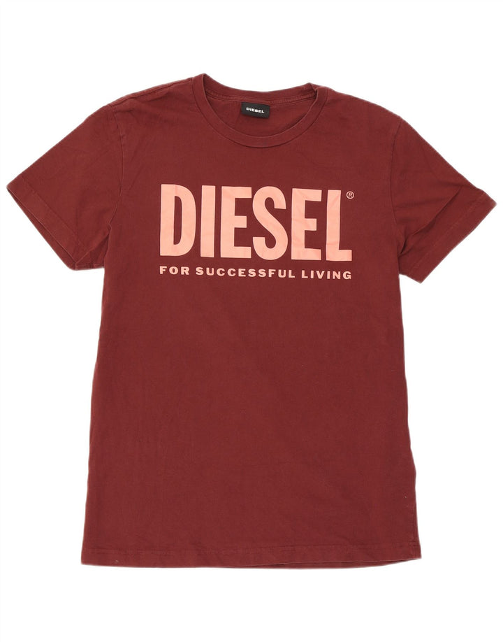 Ανδρικό γραφικό T-Shirt Diesel Top από μεσαίο μπορντό βαμβάκι