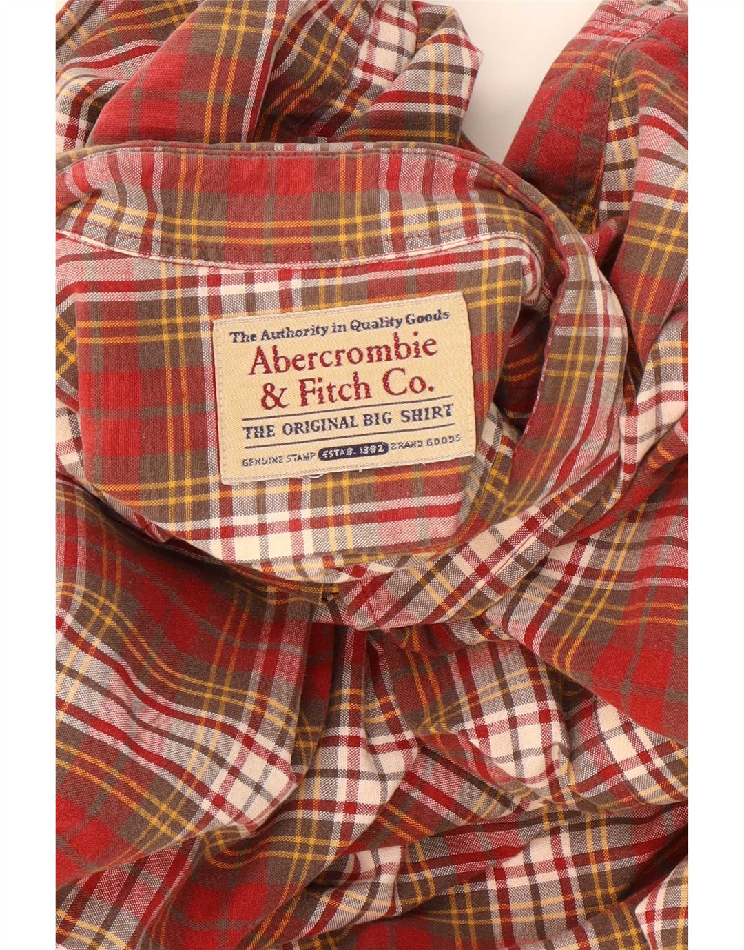 Ανδρικό μεγάλο πουκάμισο Abercrombie & Fitch 2XL κόκκινο καρό