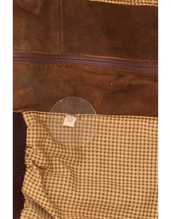 Vintage Ανδρικό Suede Bomber Jacket IT 50 Large Brown