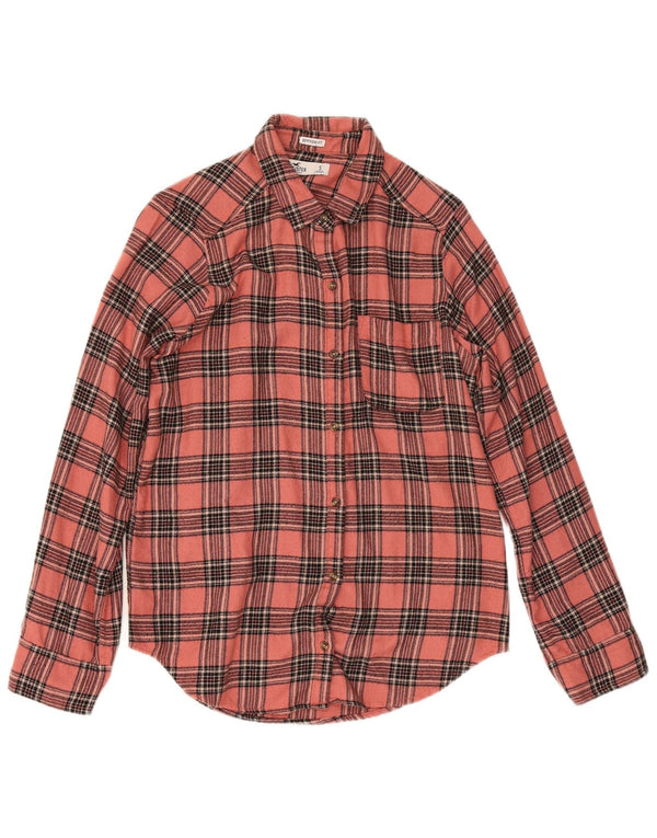 Γυναικείο μπλουζάκι Hollister Boyfriend Fit Flannel UK 10 Small Pink Check Viscose
