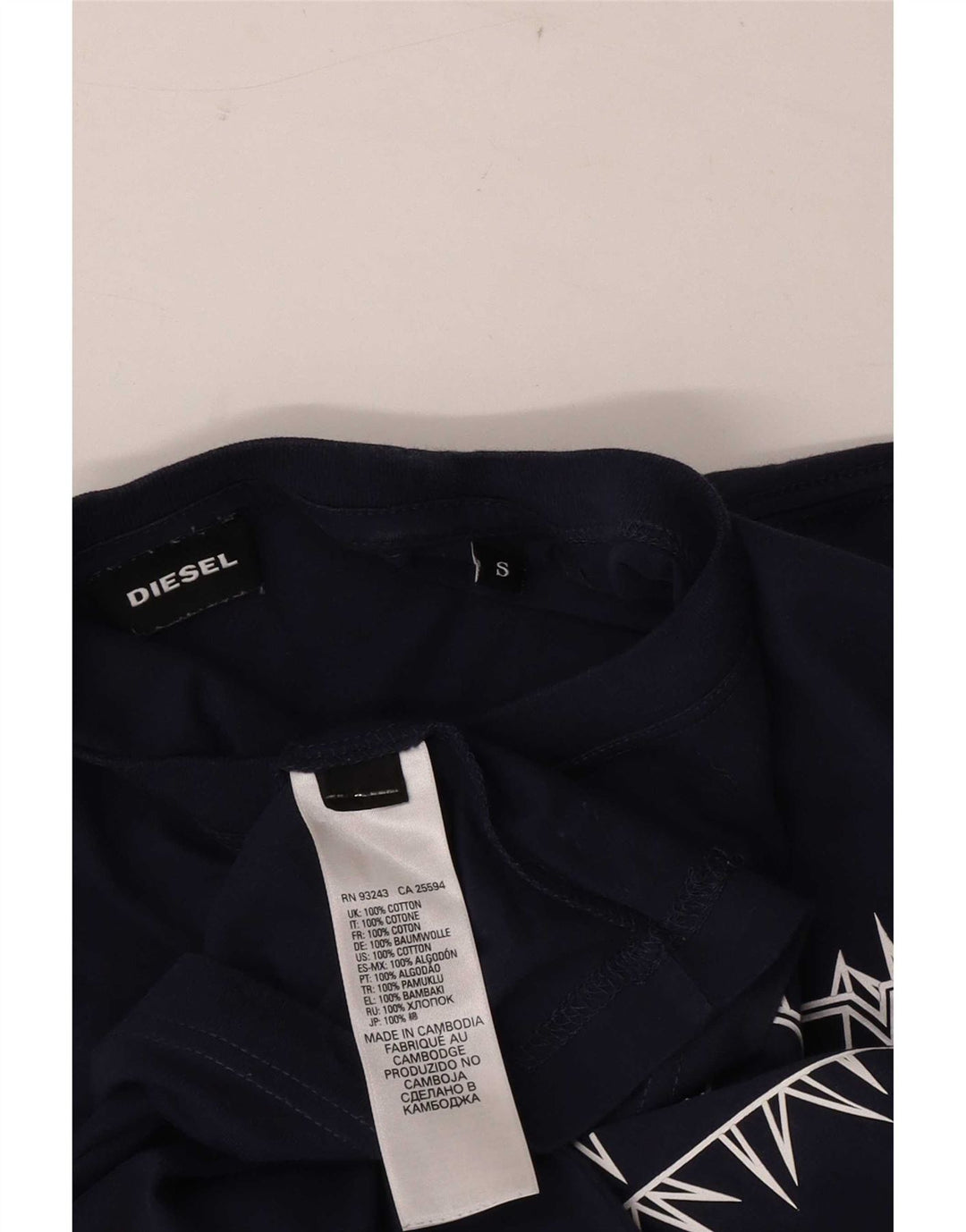 Diesel Ανδρικό γραφικό T-Shirt Top Small Navy Blue από βαμβάκι