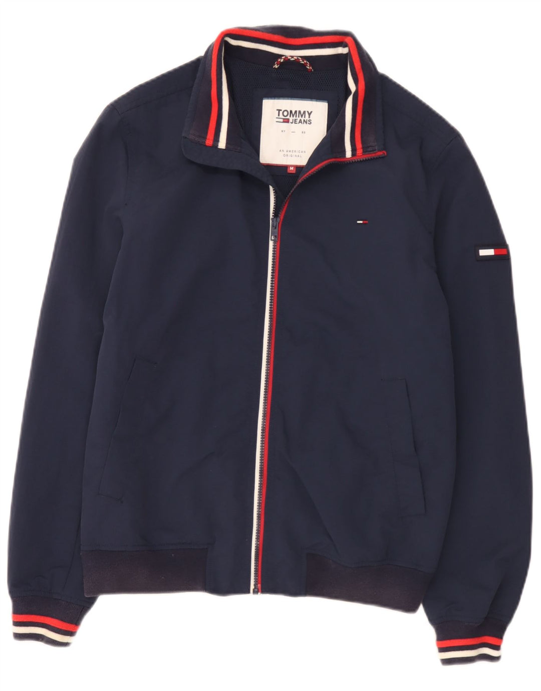Ανδρικό μπουφάν Tommy Hilfiger UK 38 Medium Navy Blue ριγέ πολυαμίδιο