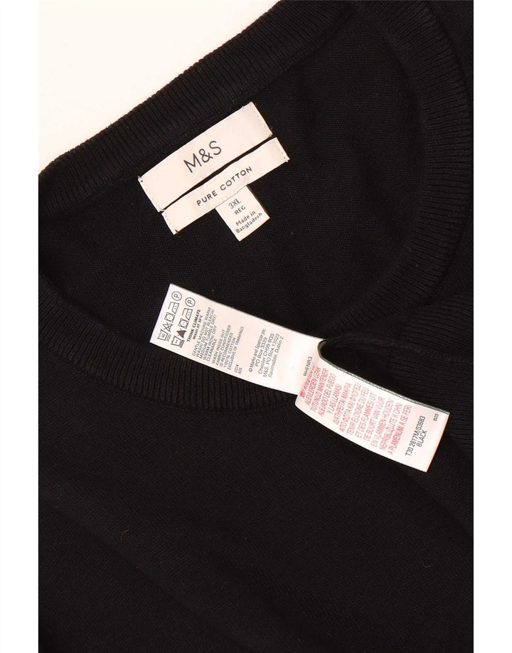 Marks & Spencer Ανδρικό πουλόβερ με λαιμόκοψη 3XL μαύρο βαμβακερό