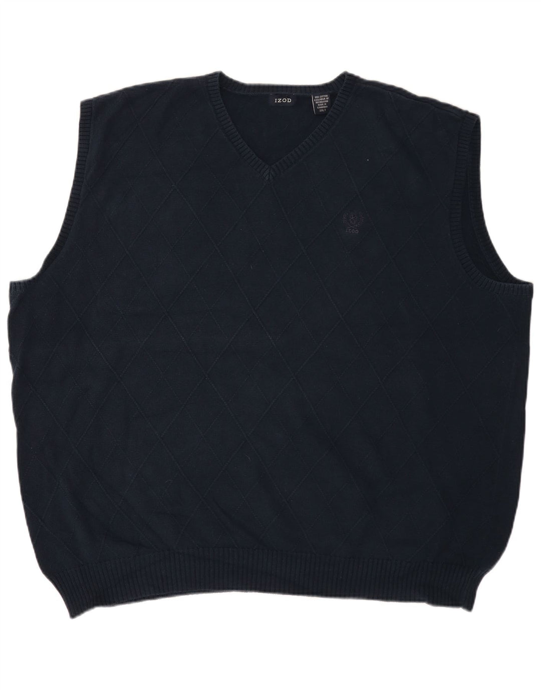 Izod Ανδρικό ψηλό γιλέκο Tank Top 2XL Navy Blue Argyle/Diamond Cotton