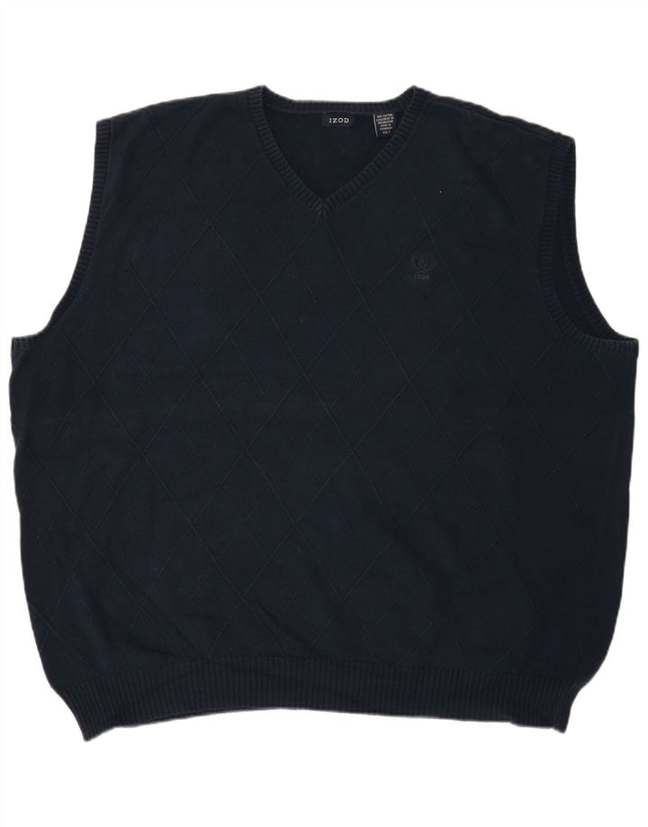 Izod Ανδρικό ψηλό γιλέκο Tank Top 2XL Navy Blue Argyle/Diamond Cotton