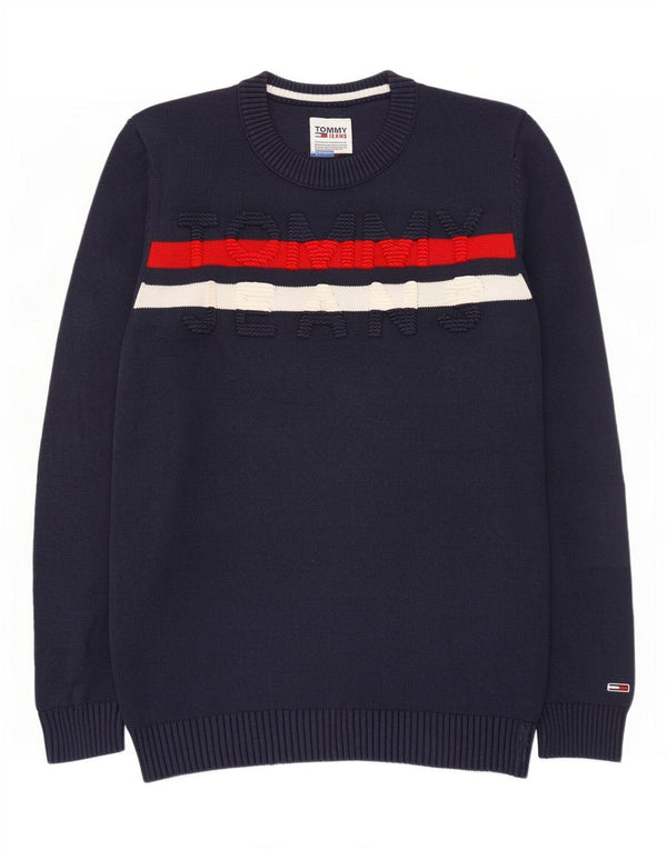 Ανδρικό πουλόβερ με λαιμόκοψη Tommy Hilfiger Μικρό μπλε μπλε χρώματος