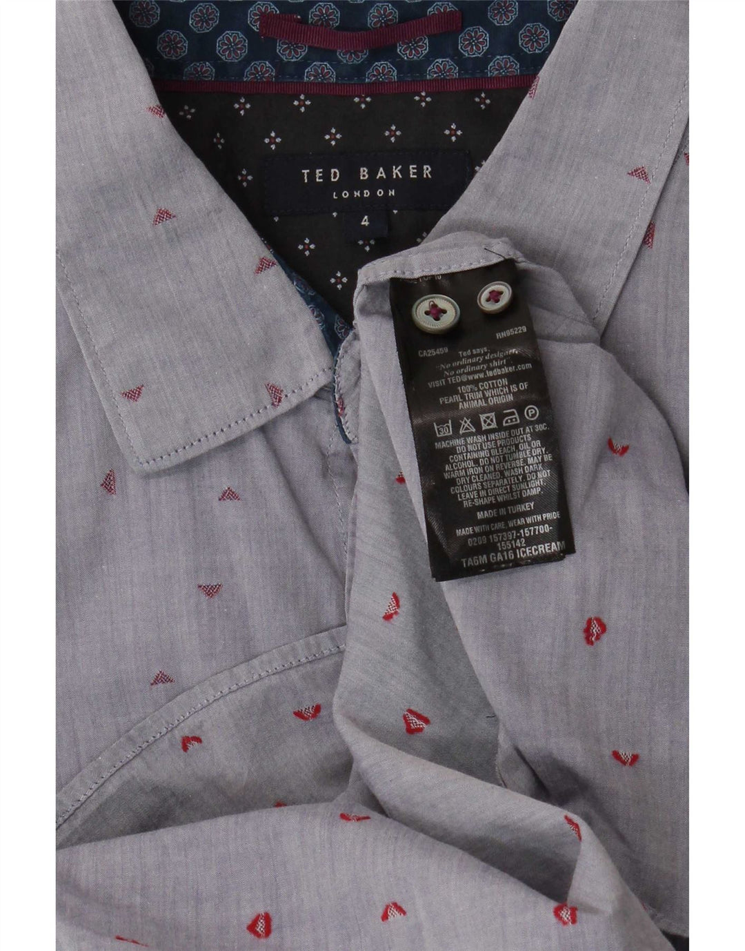 Ανδρικό πουκάμισο Ted Baker Νούμερο 4 Μεγάλο βαμβακερό μπλε με στίγματα