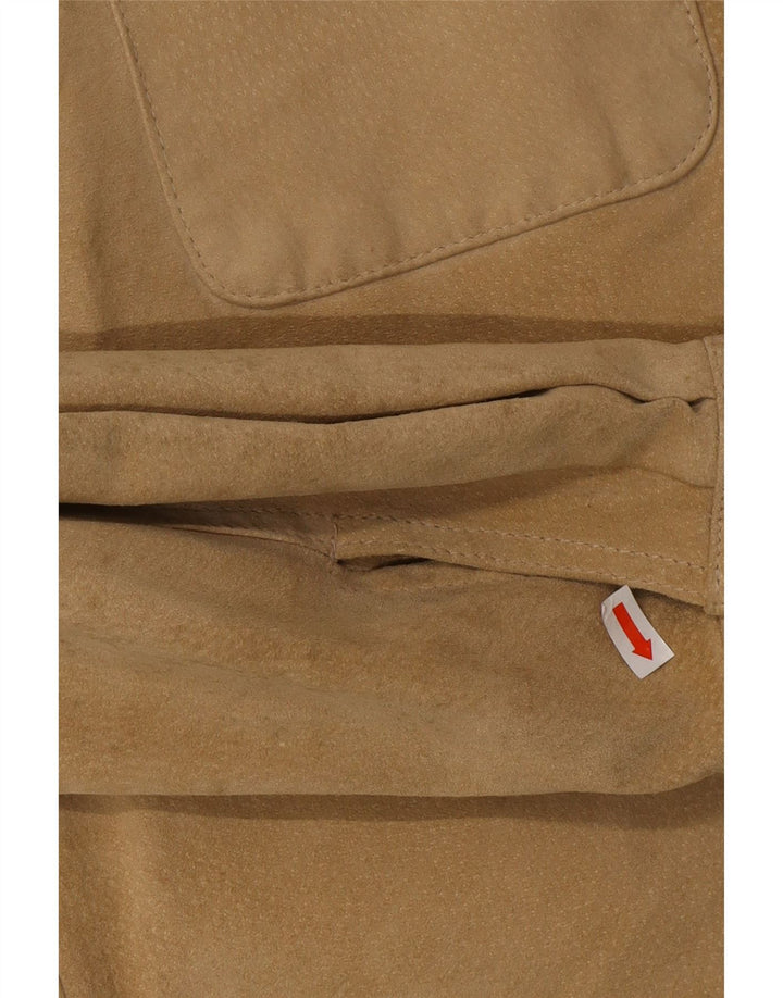 Ανδρικό Suede Πουκάμισο Benetton Δερμάτινο μεσαίο μπεζ