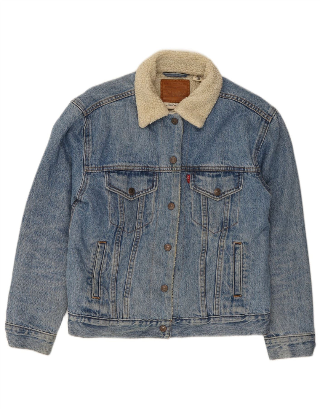 Γυναικείο τζιν σακάκι Levi's Graphic Sherpa UK 10 μικρό μπλε βαμβακερό