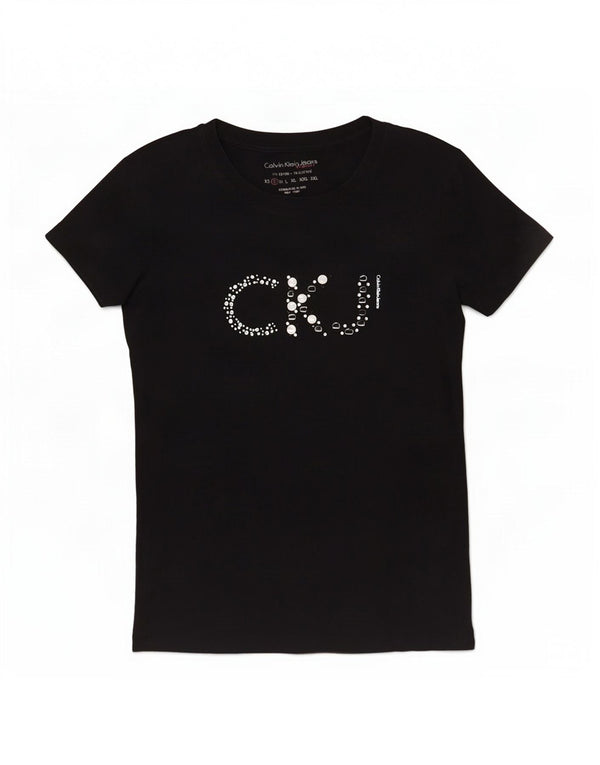 Γυναικείο γραφικό μπλουζάκι Calvin Klein Jeans Top UK 10 Small Black