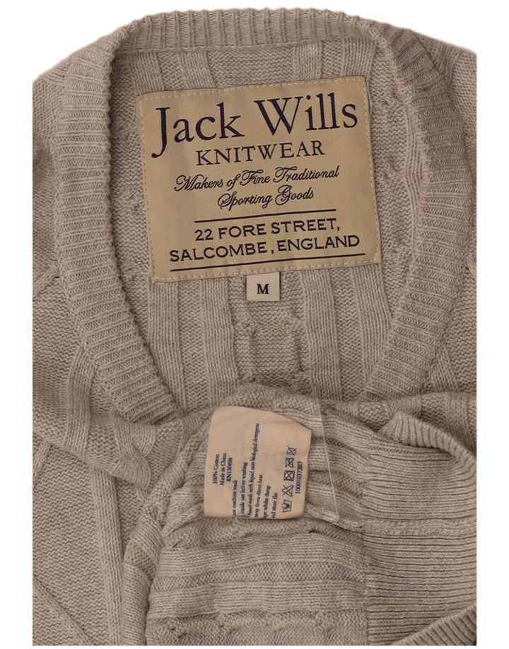 Jack Wills Ανδρικό πουλόβερ με λαιμόκοψη μεσαίου γκρι βαμβακερό κλασικό