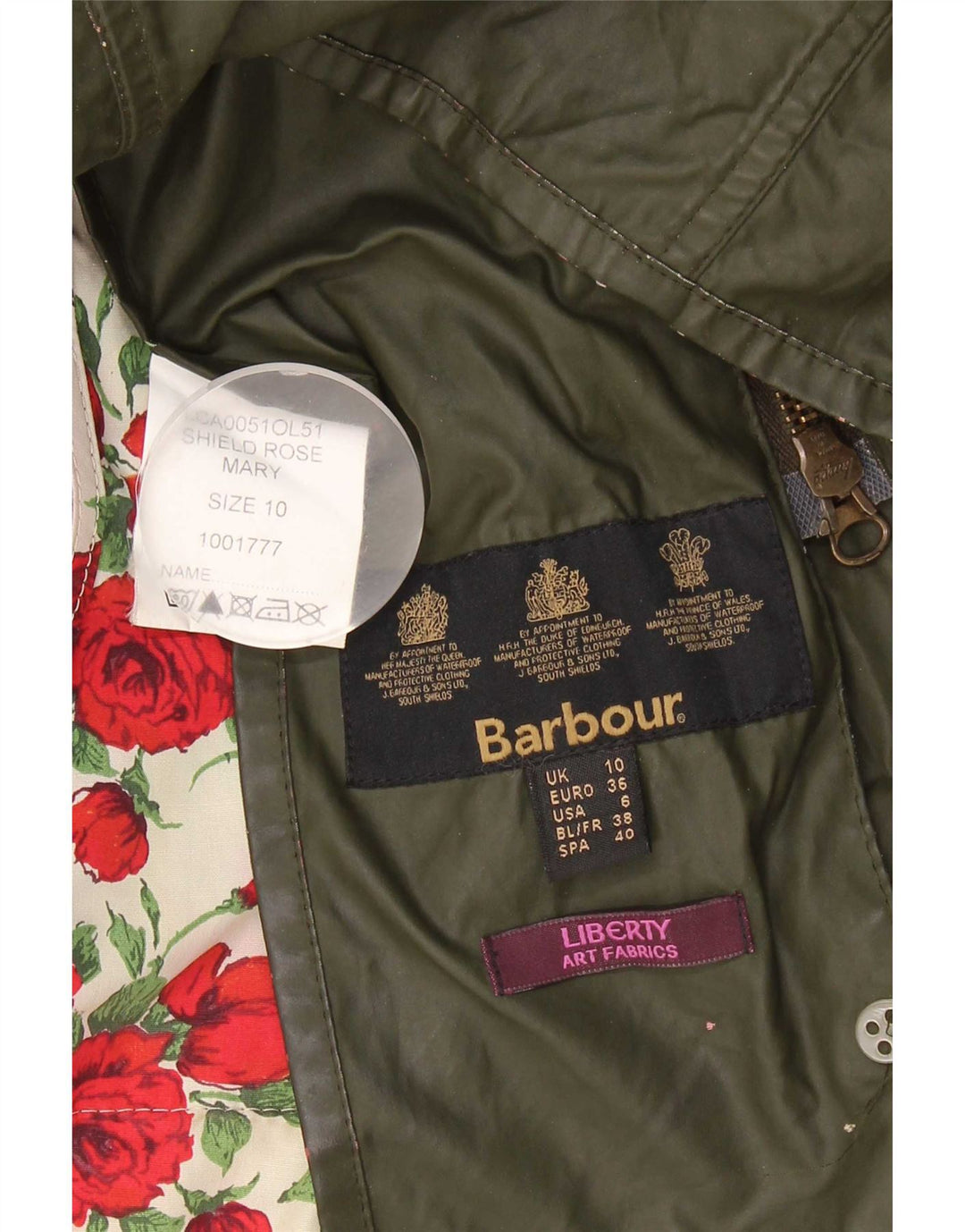 Barbour Γυναικείο κερωμένο βαμβακερό μπουφάν UK 10 Small Khaki