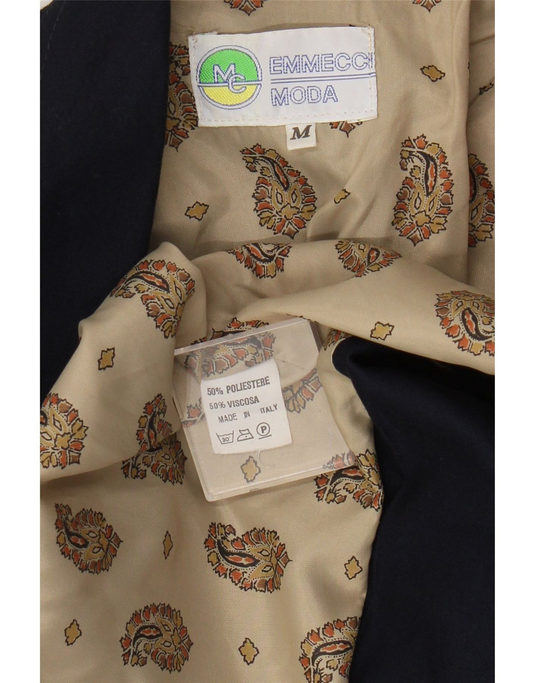 Vintage γυναικείο σακάκι με 1 κουμπί UK 14 Medium Navy Blue Polyester