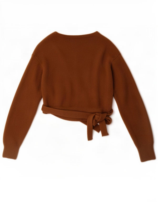 Zara Γυναικείο πουλόβερ Cardigan Crop Wrap UK 12 Medium Brown Nylon