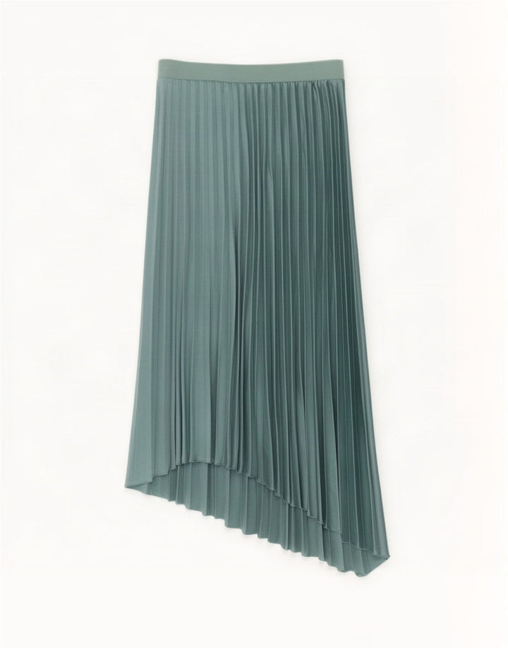 Zara Γυναικεία Ασύμμετρη Πλισέ Φούστα Μεσαία W28 Πράσινο Πολυεστέρας