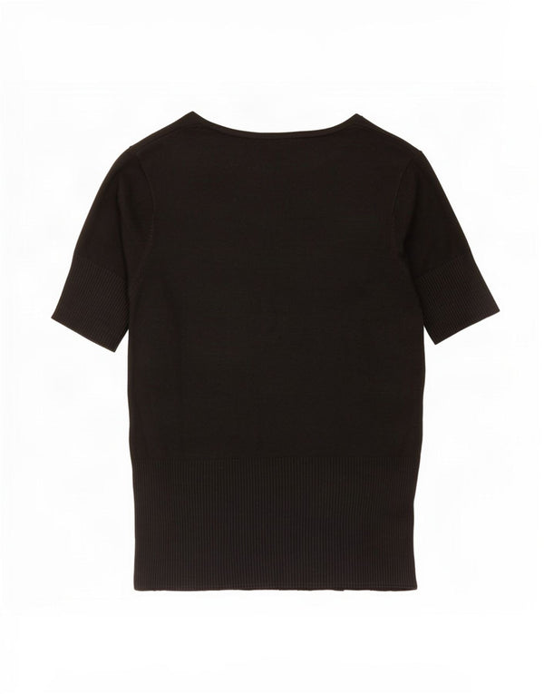Zara Γυναικείο T-Shirt Top UK 14 Large Black Viscose