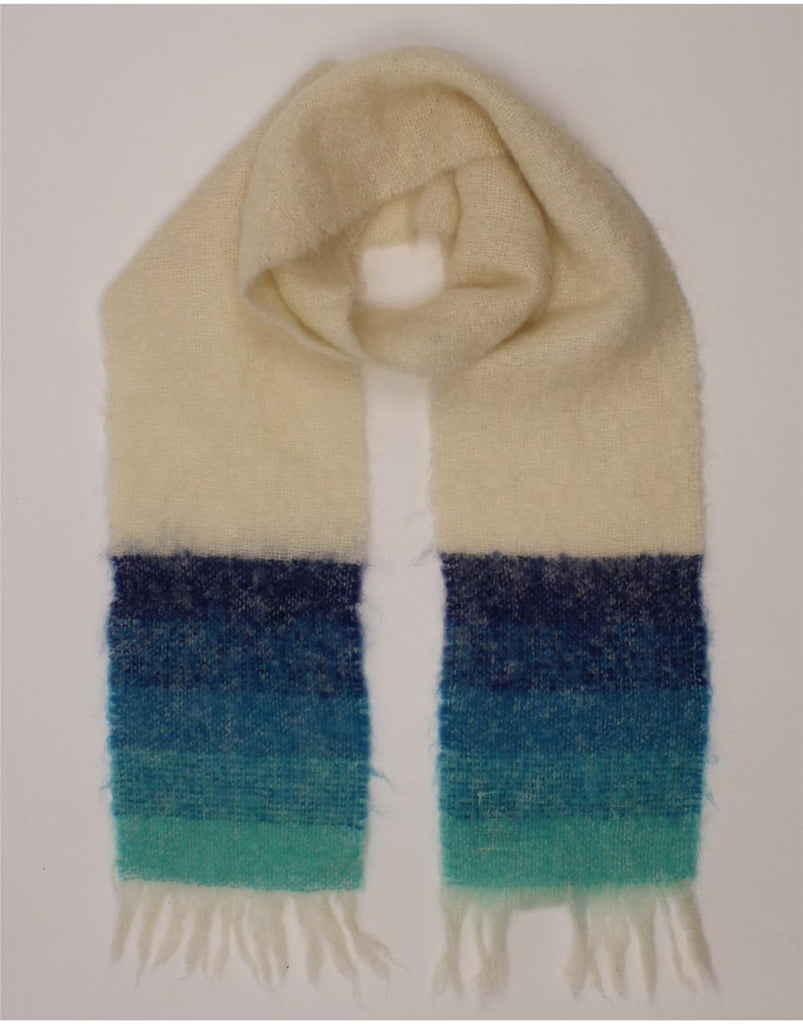 AVOCA Womens Knit Rectangle Scarf One Size White Striped Mohair Winter Vintage Avoca and Second-Hand Avoca from Messina Hembry 